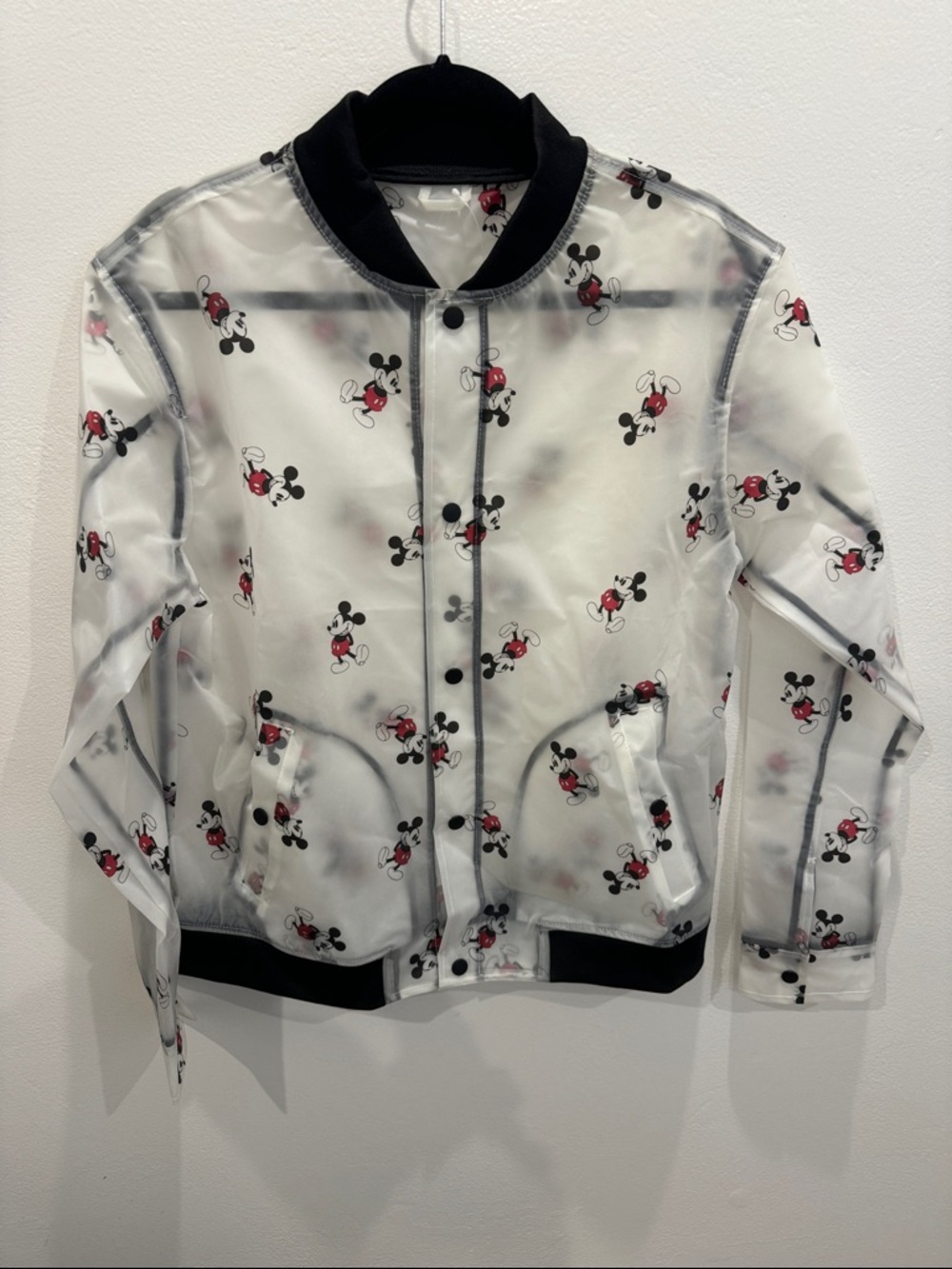 Disney Translucent Mickey Mouse Bomber Jacket in White, Black, Red